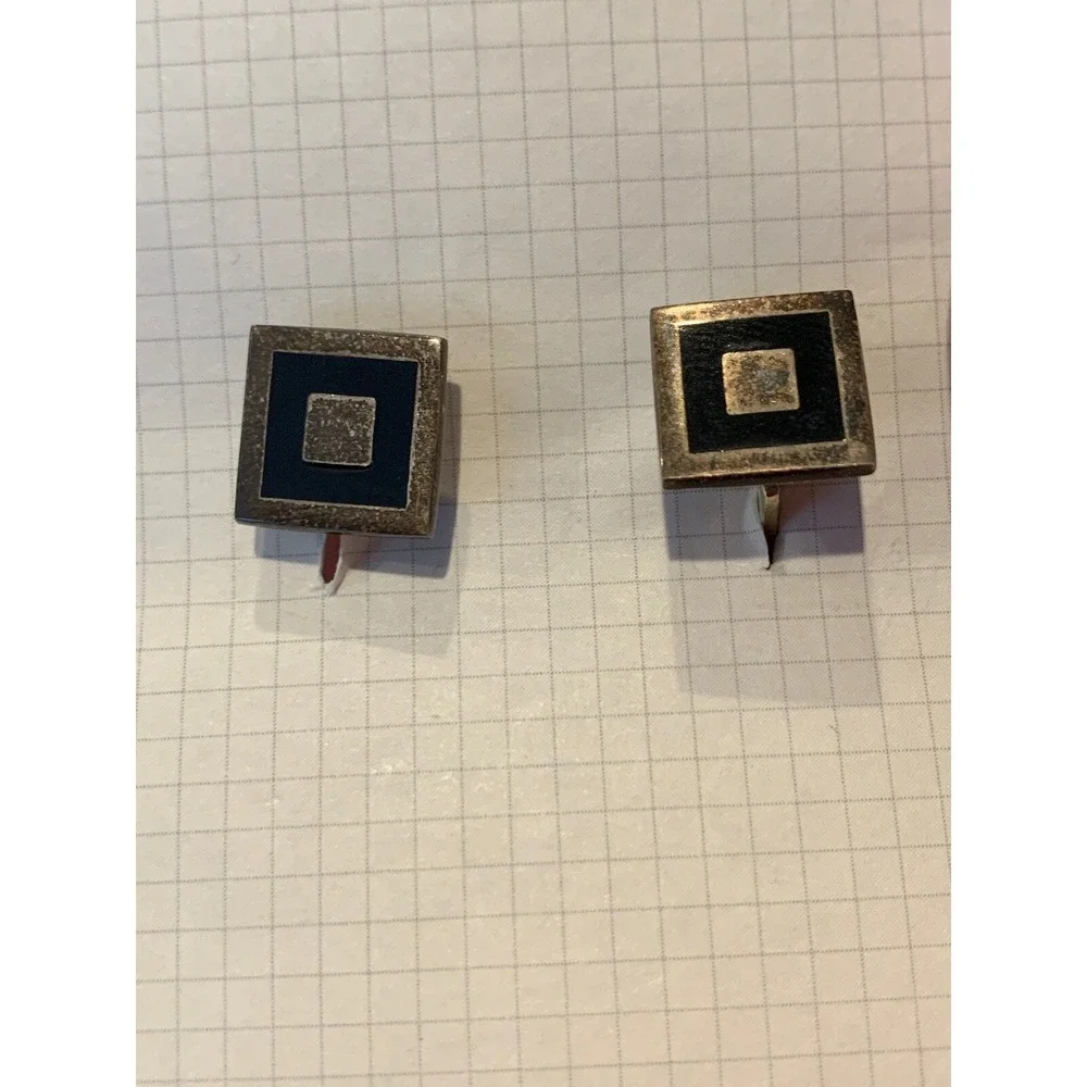 Pair Of Abstract Silver/Black Cufflinks Made In Mexico (TD)